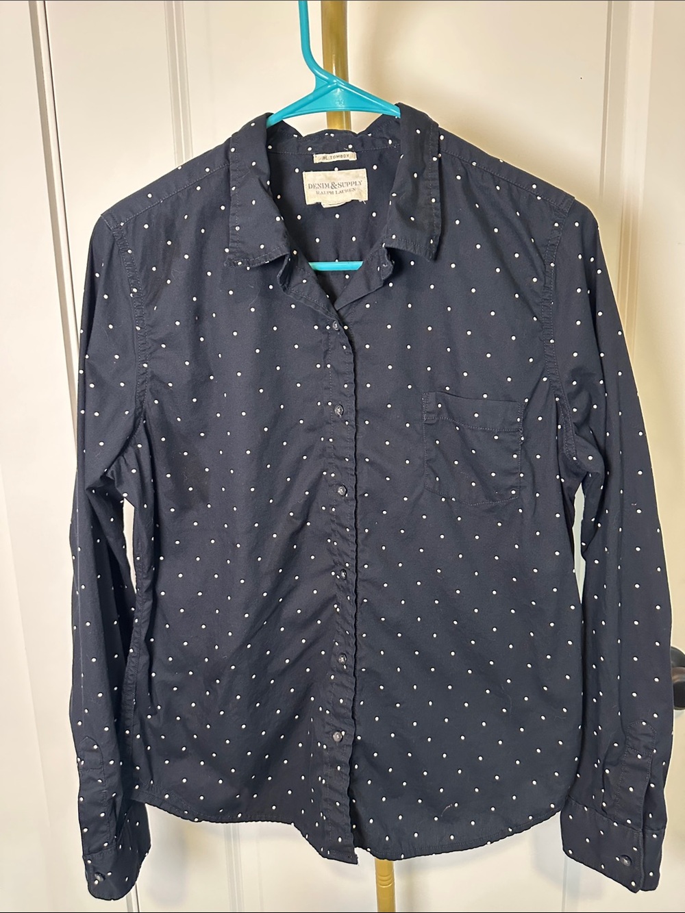 Ralph Lauren denim supply Tomboy Button-Down Shirt with White Dot Print
